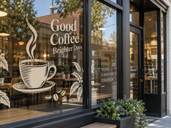 Restaurant glass graphics — AI concept image